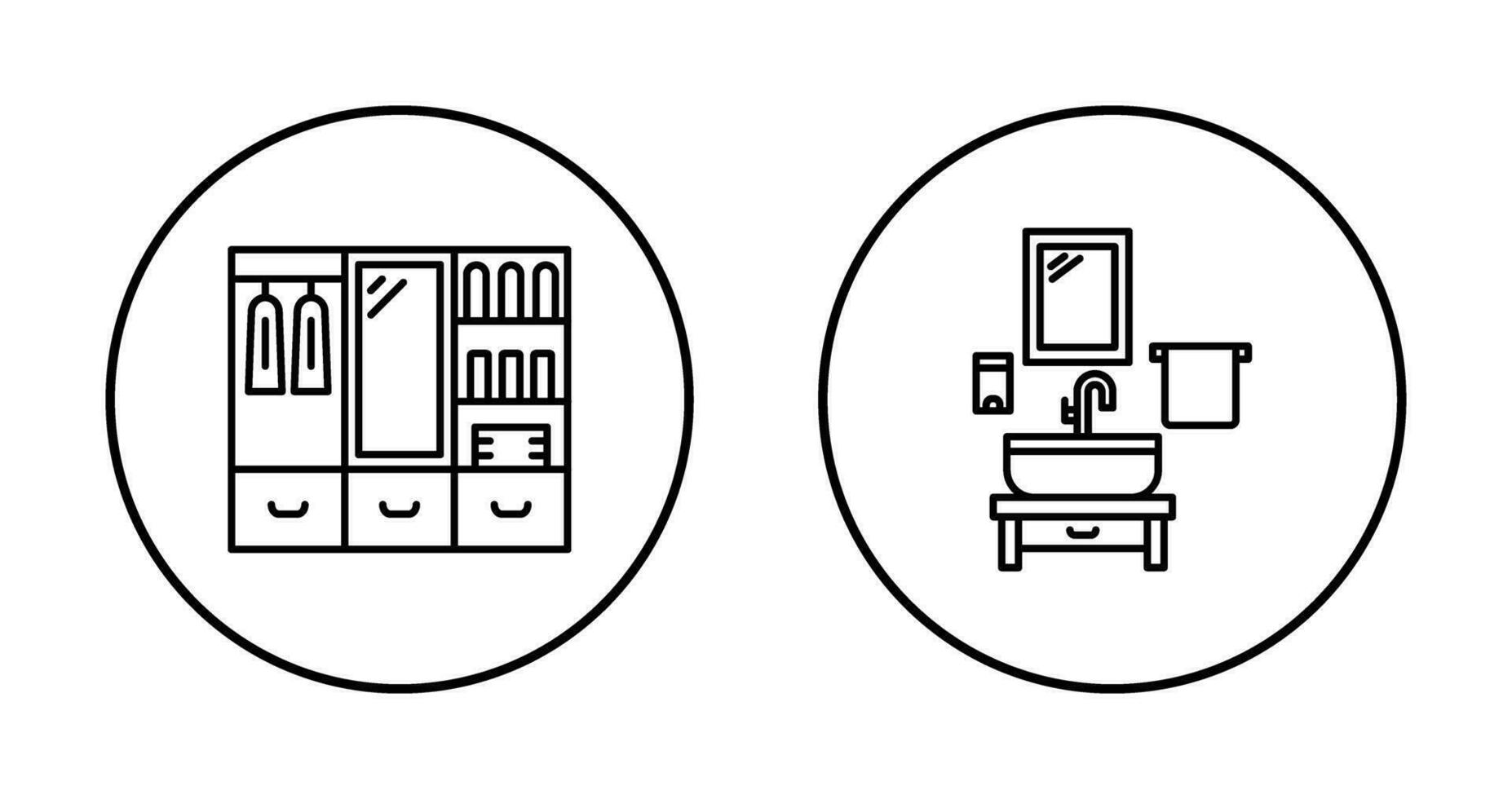 guardarropa y lavabo icono vector