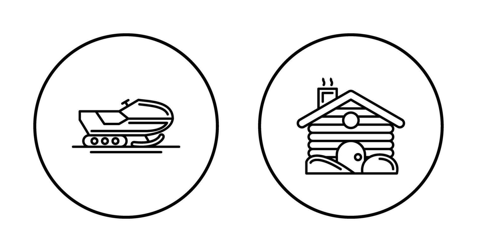 Snowmobile and Cabin Icon vector