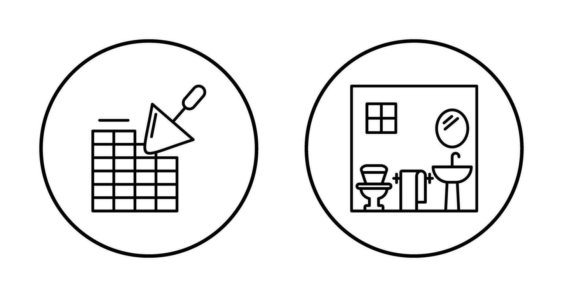 pared de ladrillo y baño icono vector