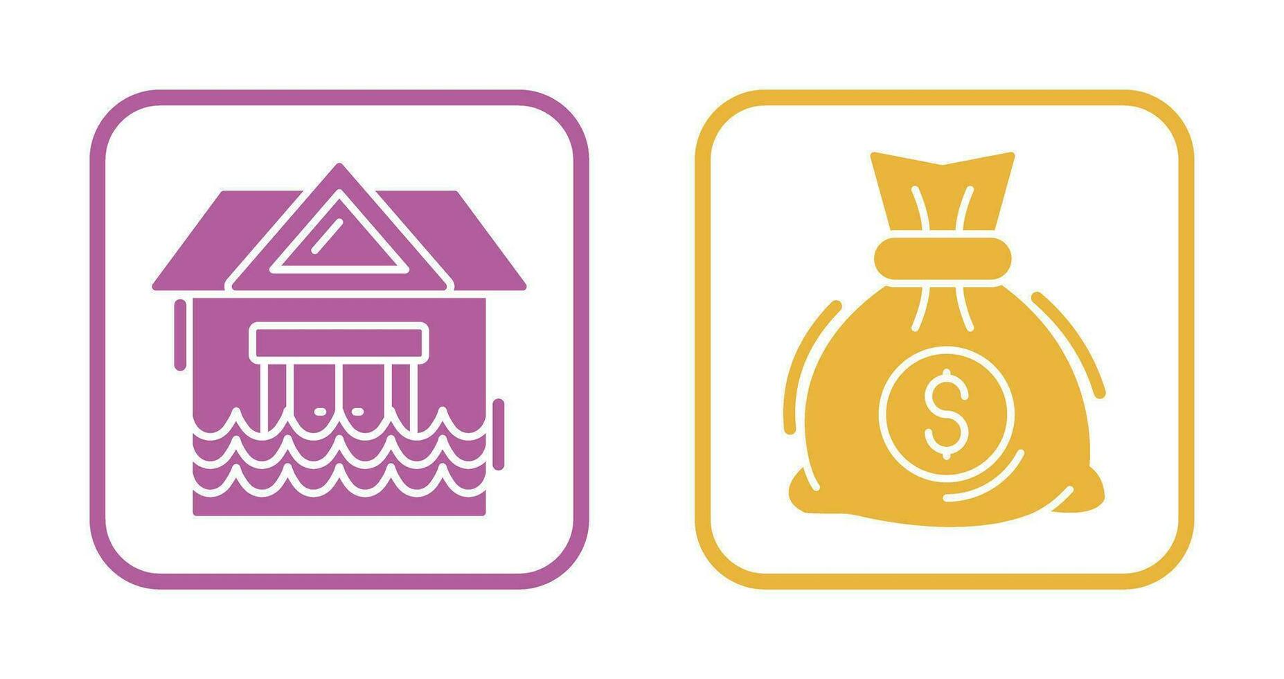 Natural Disaster and Money Bag Icon vector