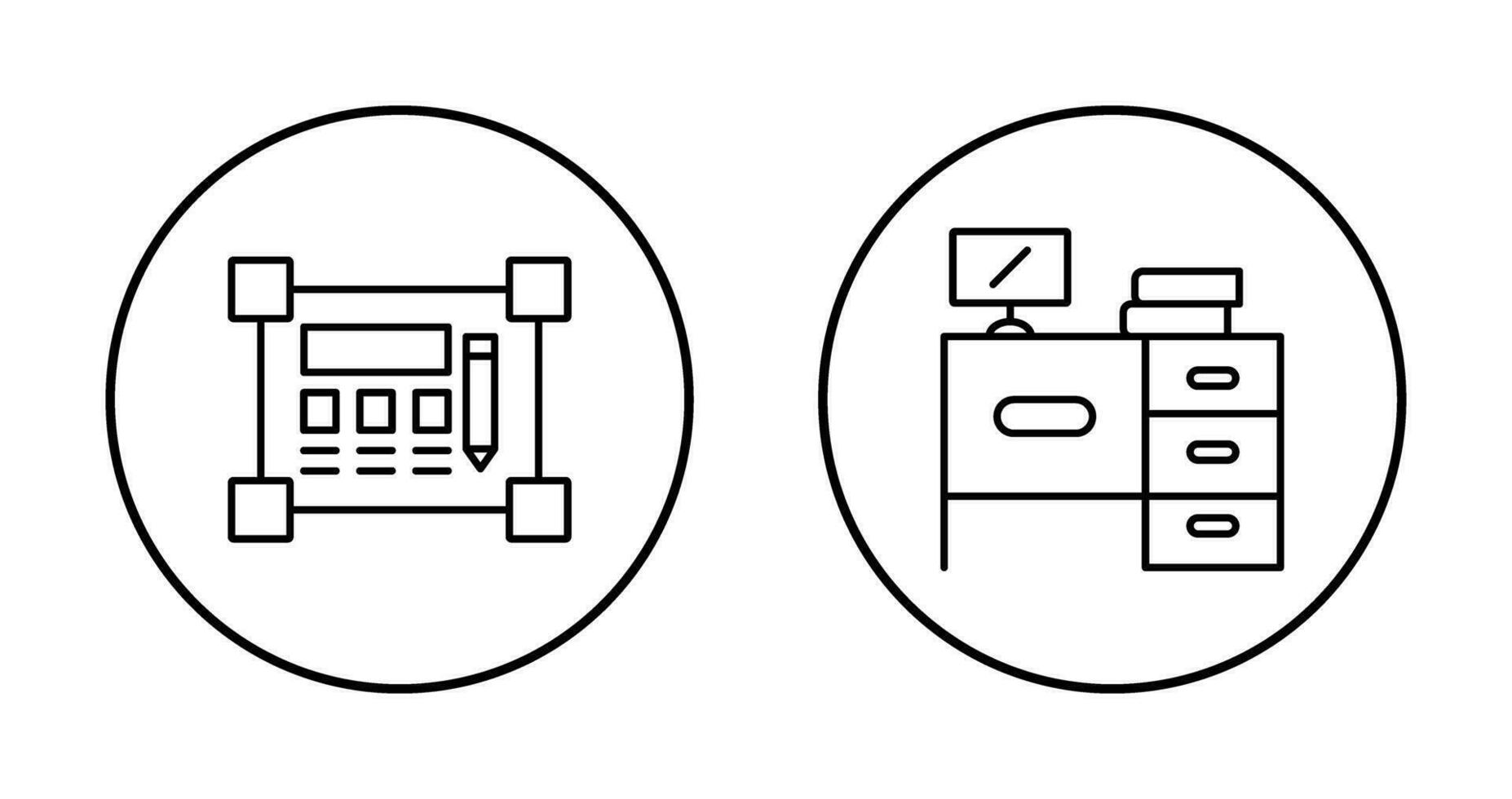 Blueprint and Desk Icon vector