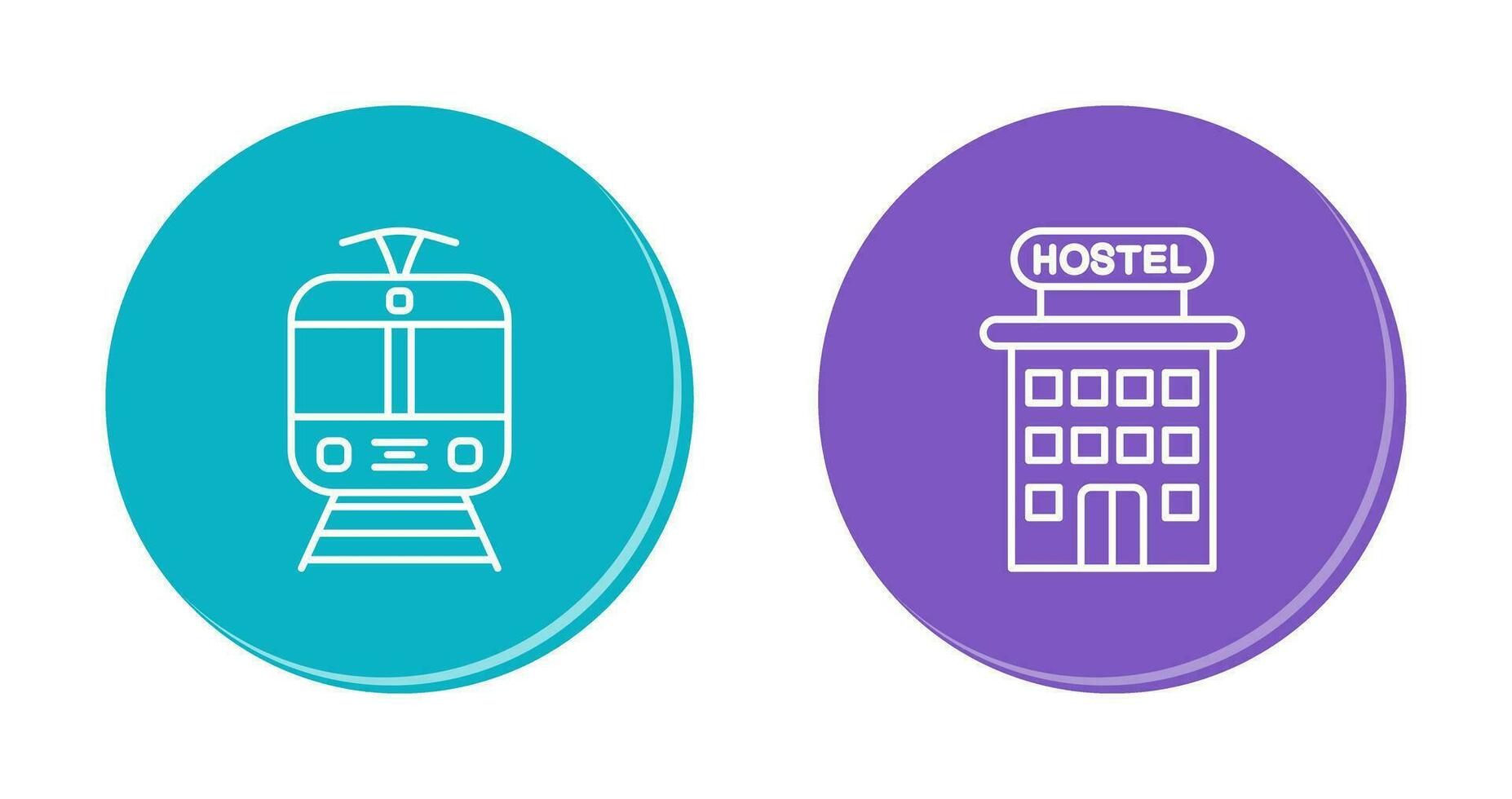 Tram and Hostel Icon vector