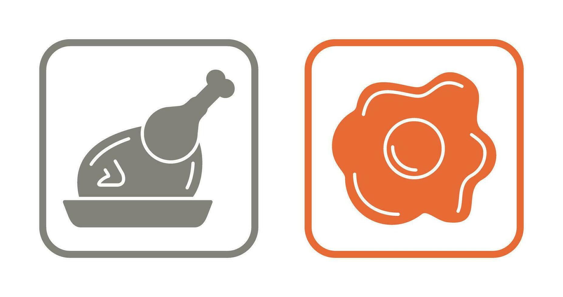 Chicken leg and Fried egg Icon vector