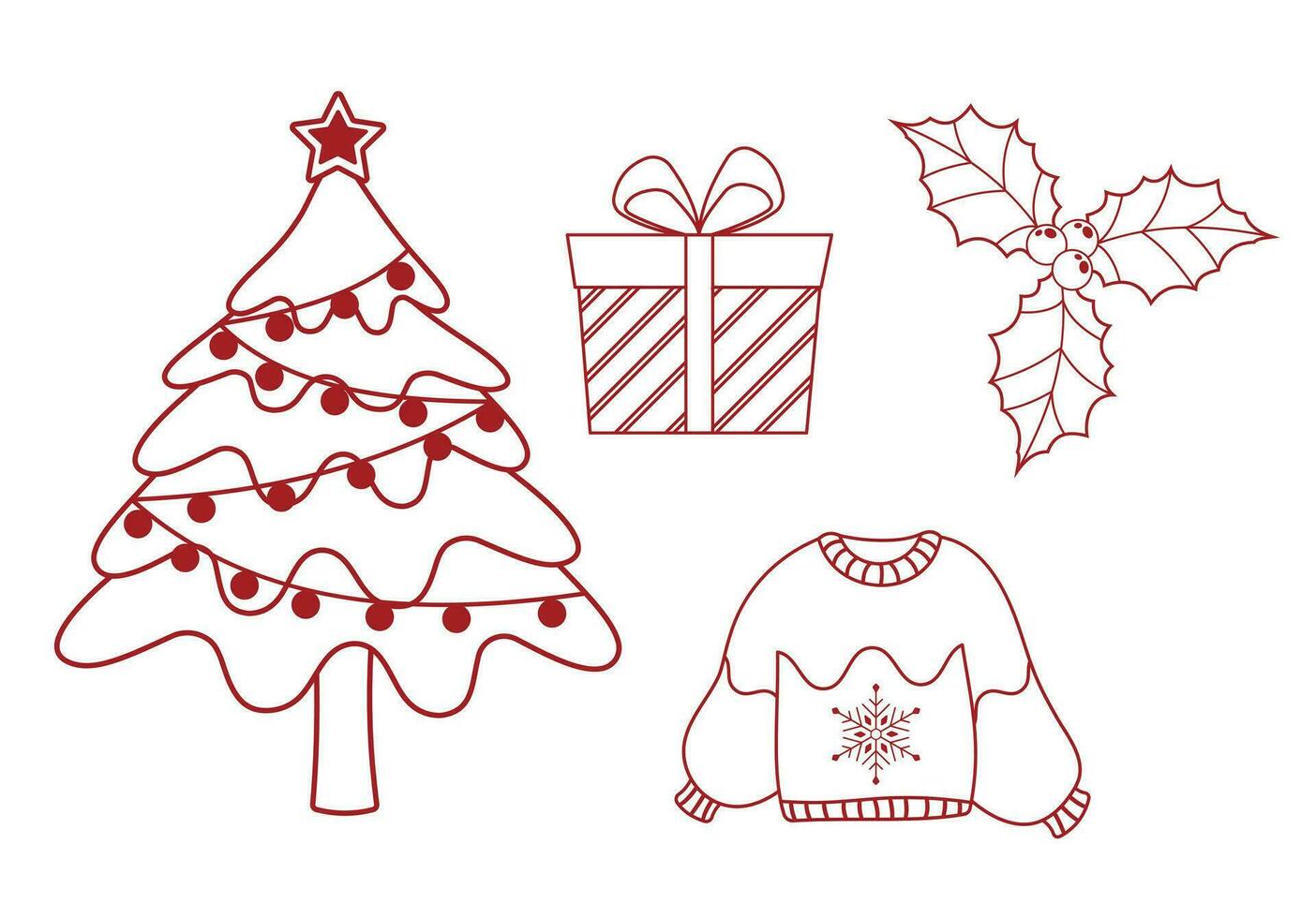 Christmas Theme Vector Arts with Christmas holiday celebration simple cute icons