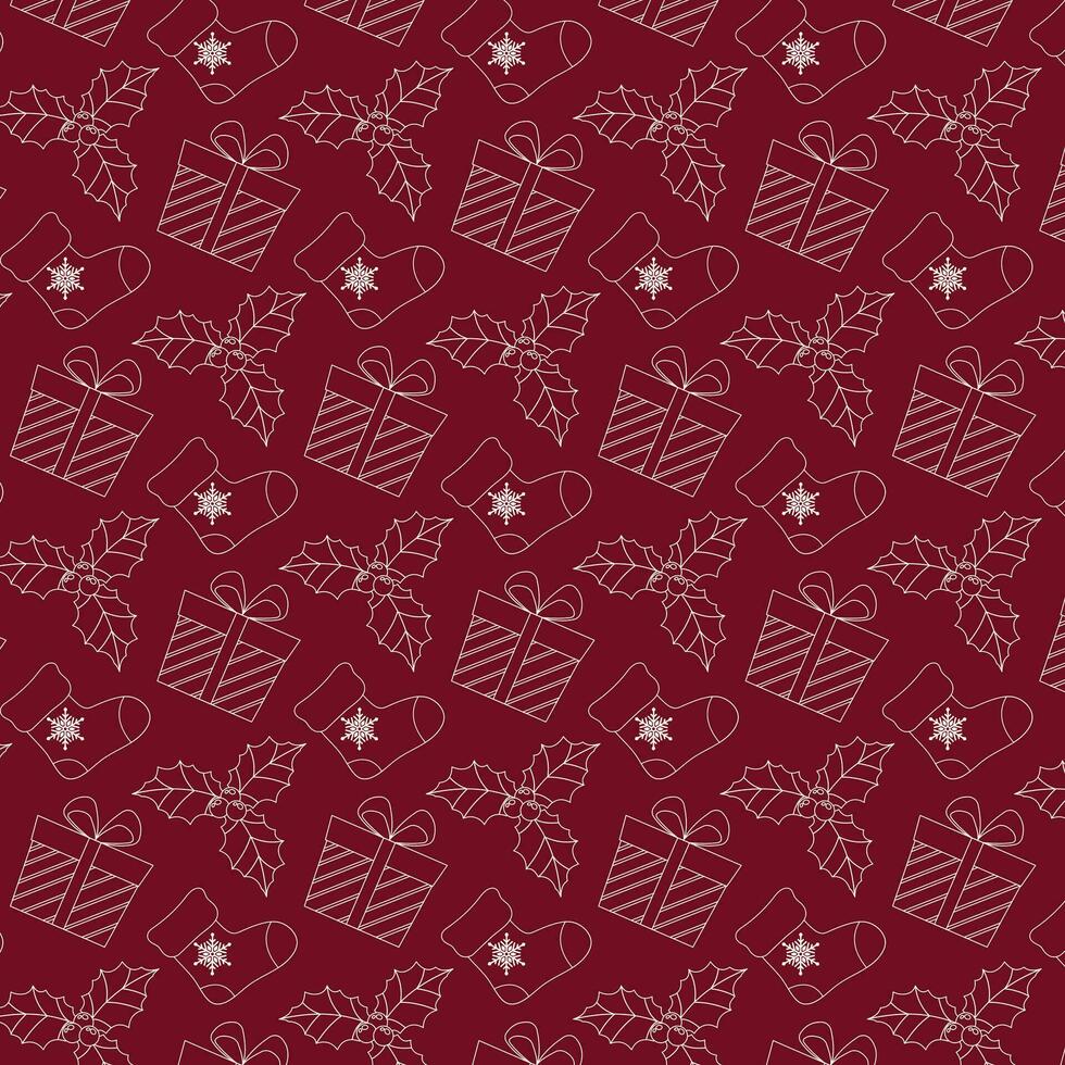 Christmas Theme Vector Arts with Christmas holiday celebration simple cute icons. Seamless pattern, wrapping paper gift