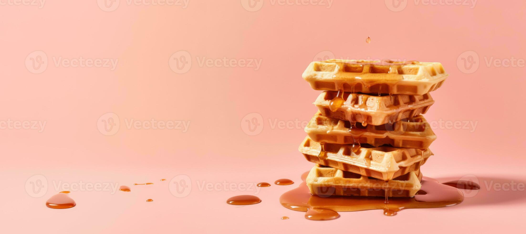 stack of waffles with syrup. AI Generative photo