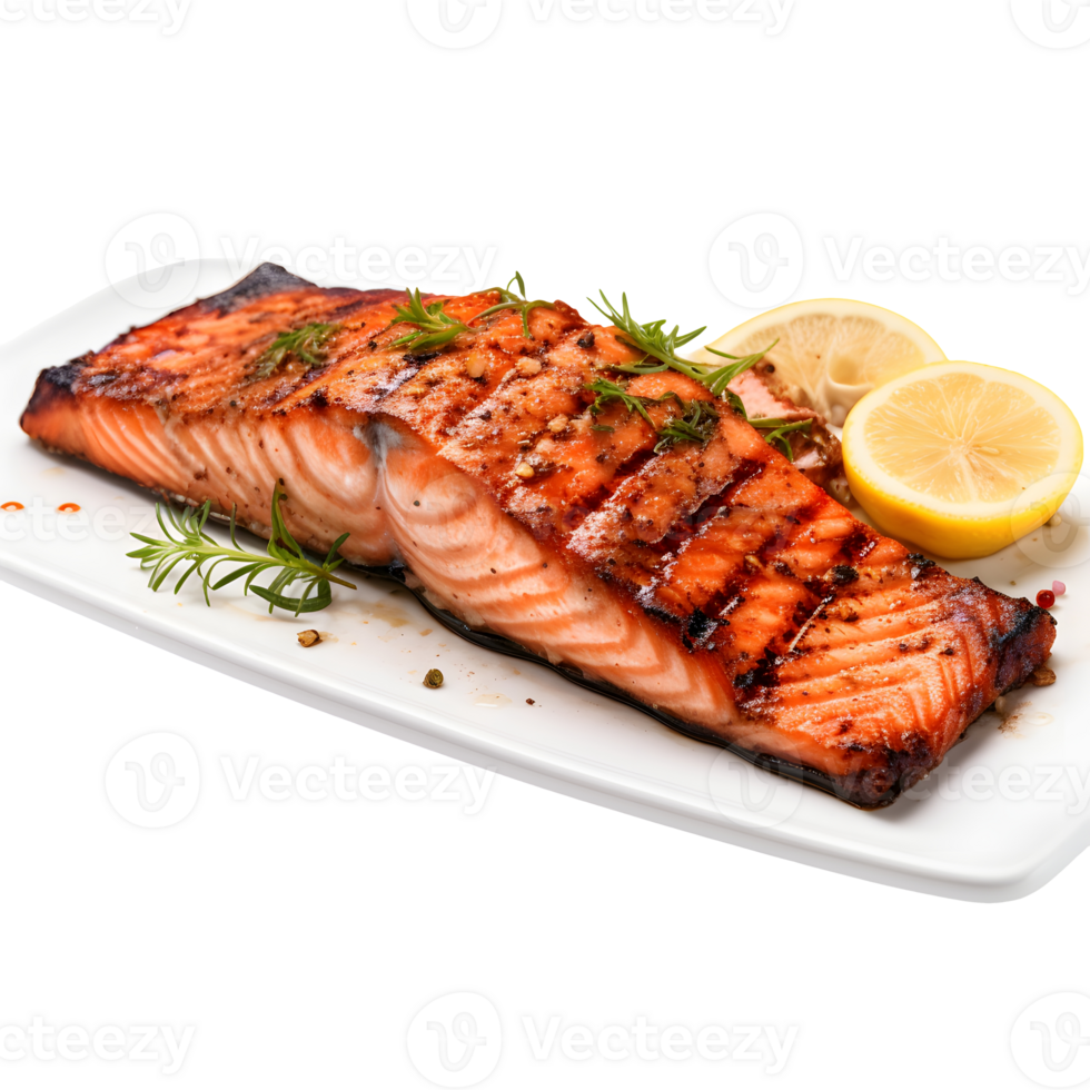 Grilled salmon isolated. Ai generated png