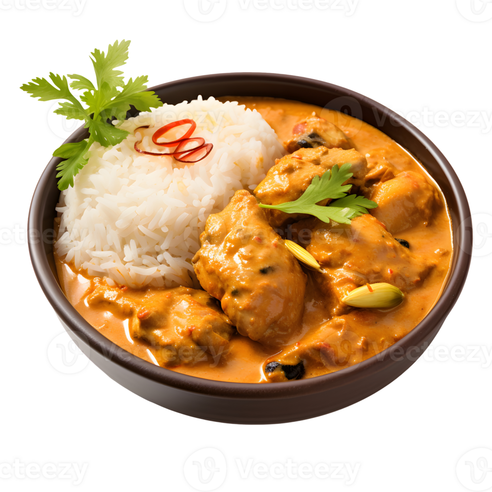 Butter chicken tikka masala served with roti. Ai generated png
