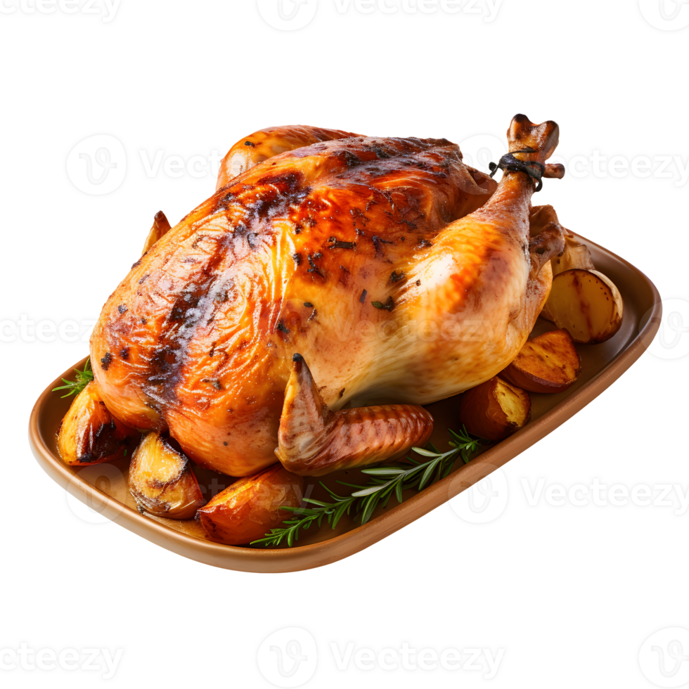 Whole roasted chicken. Grilled chicken. Ai generated png