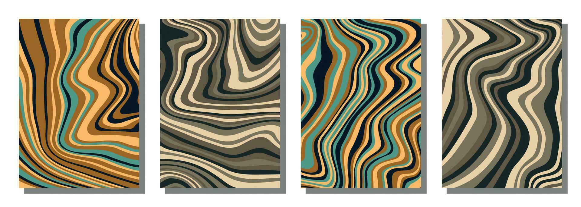 Abstract psychedelic groovy set background. vector