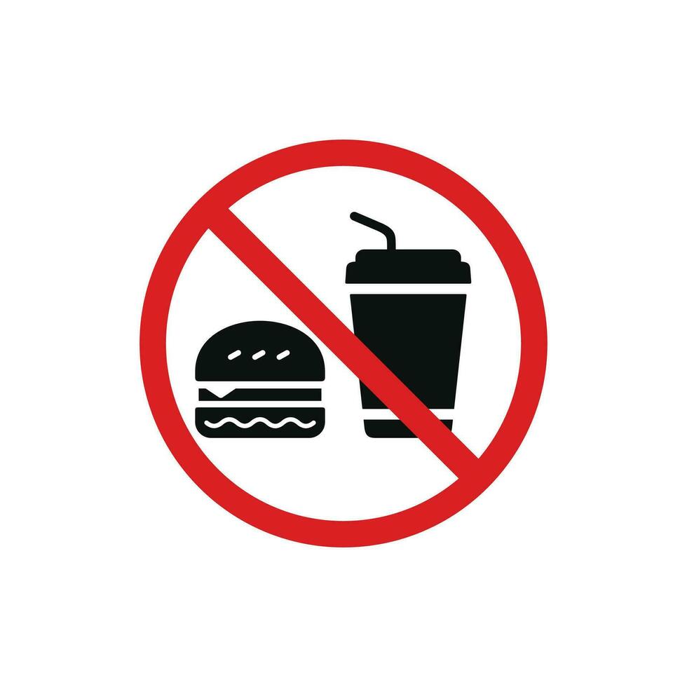 No food and drinks allowed icon symbol. No eating icon isolated on white background vector