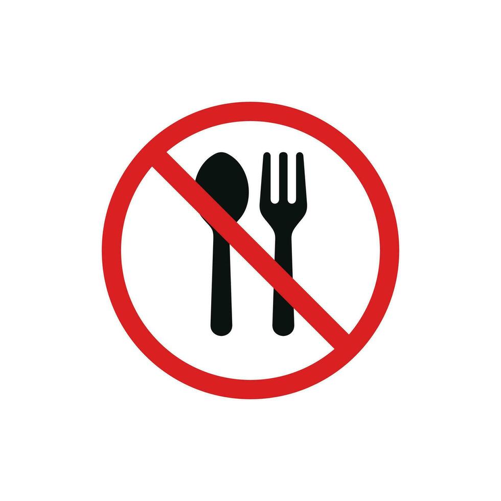 No eating icon symbol. No eating allowed icon isolated on white background vector