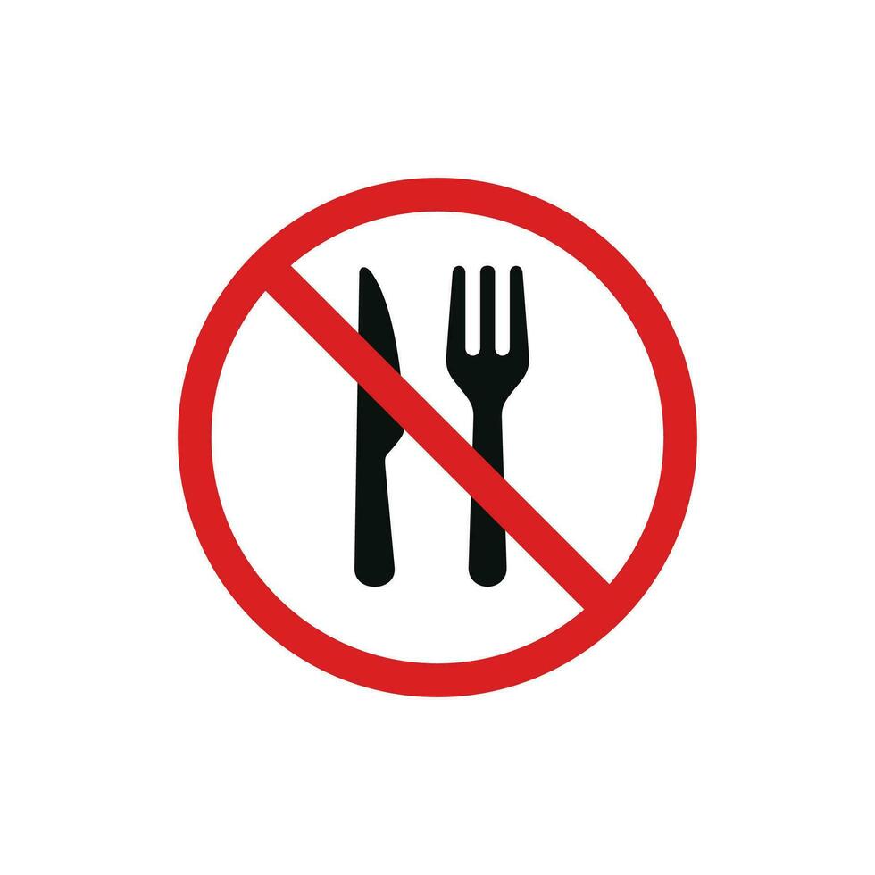 No eating icon symbol. No eating allowed icon isolated on white background vector