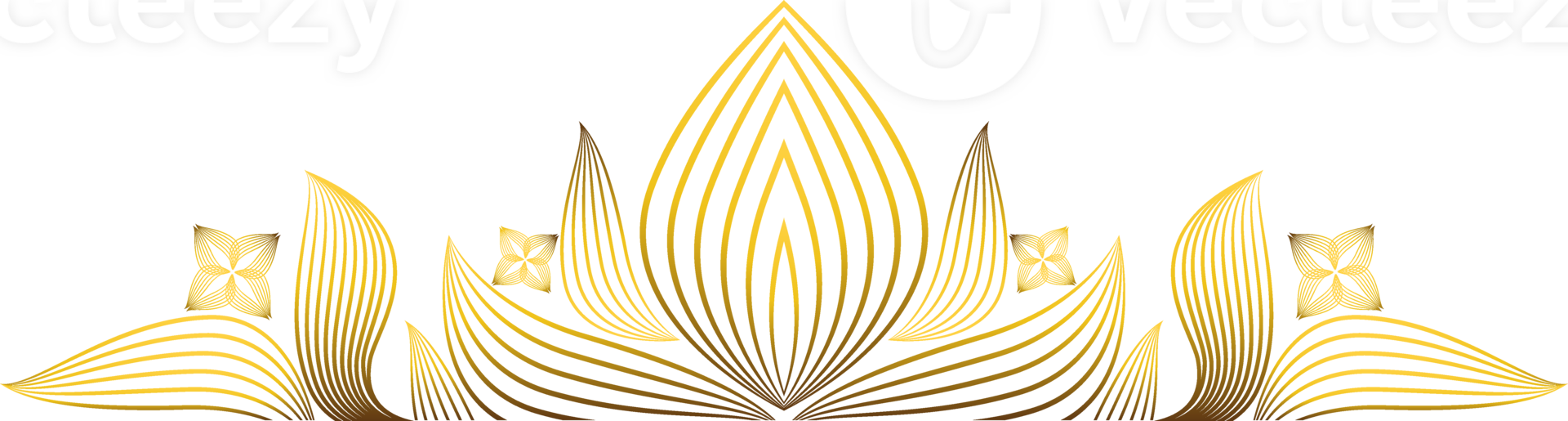 golden line flower petal decoration png