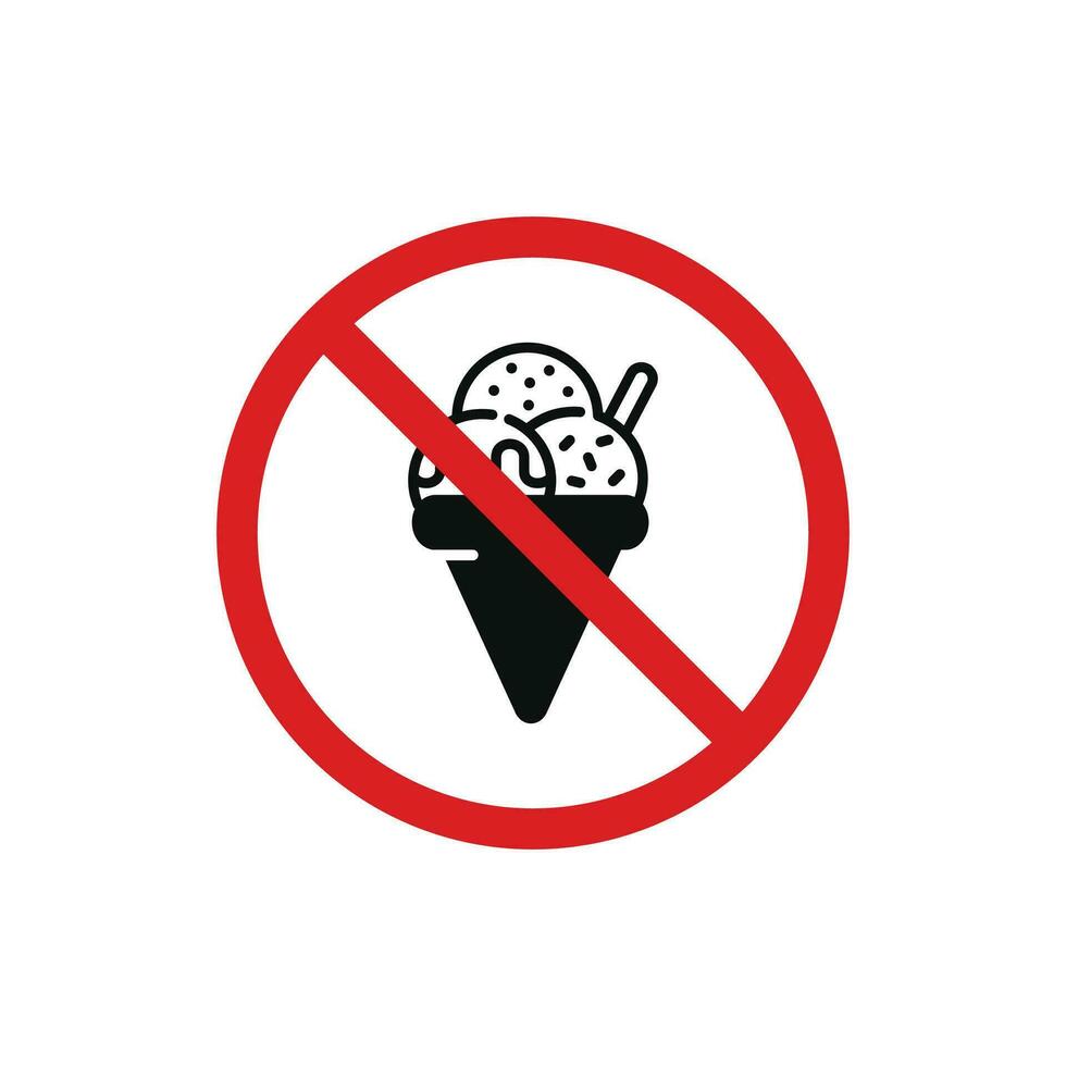 No ice cream allowed icon sign symbol isolated on white background vector