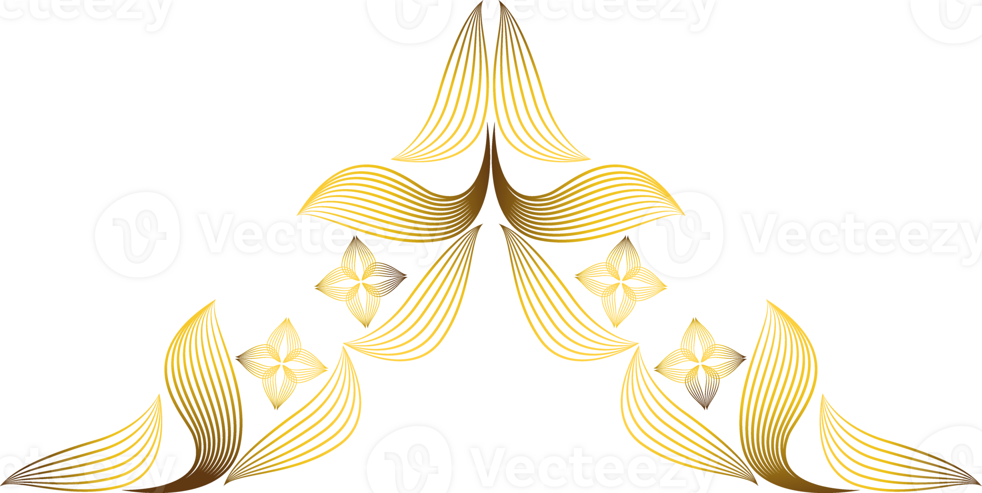 golden line flower petal decoration png