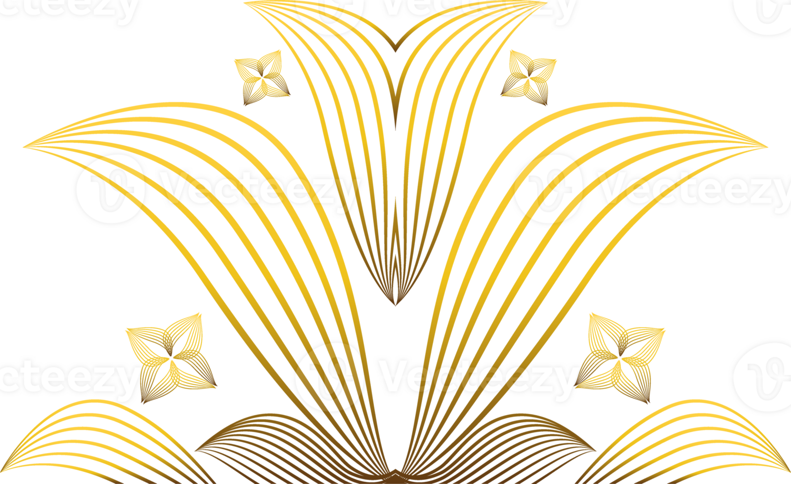 golden line flower petal decoration png