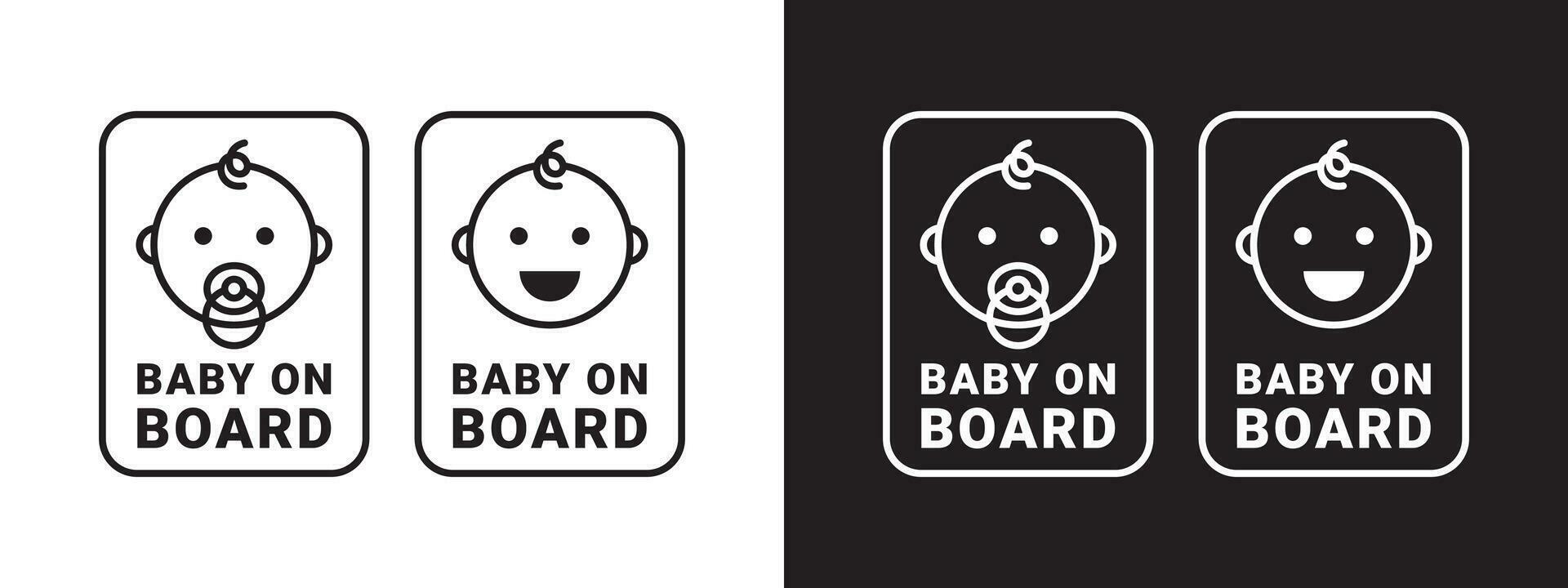Baby on board badge. Baby on board sign icon. Child safety sticker warning emblem. Vector