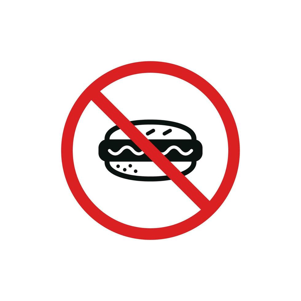 No hot dog allowed icon sign symbol isolated on white background. No food sign symbol vector