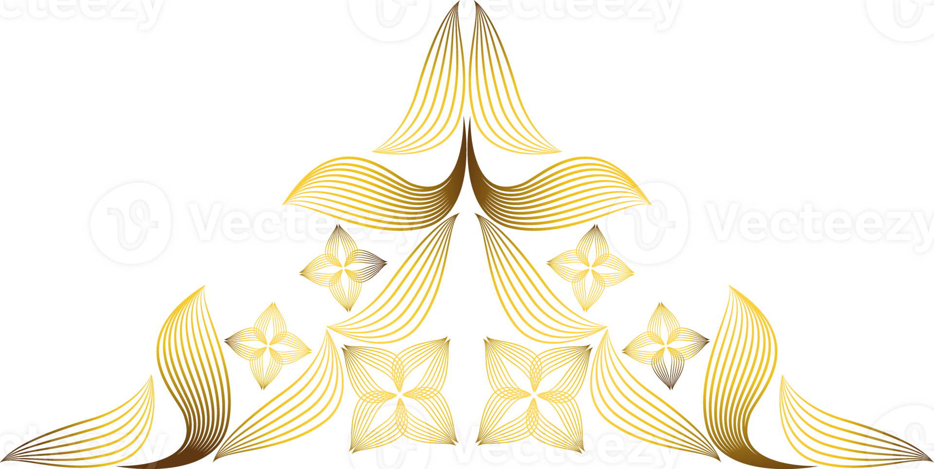 golden line flower petal decoration png