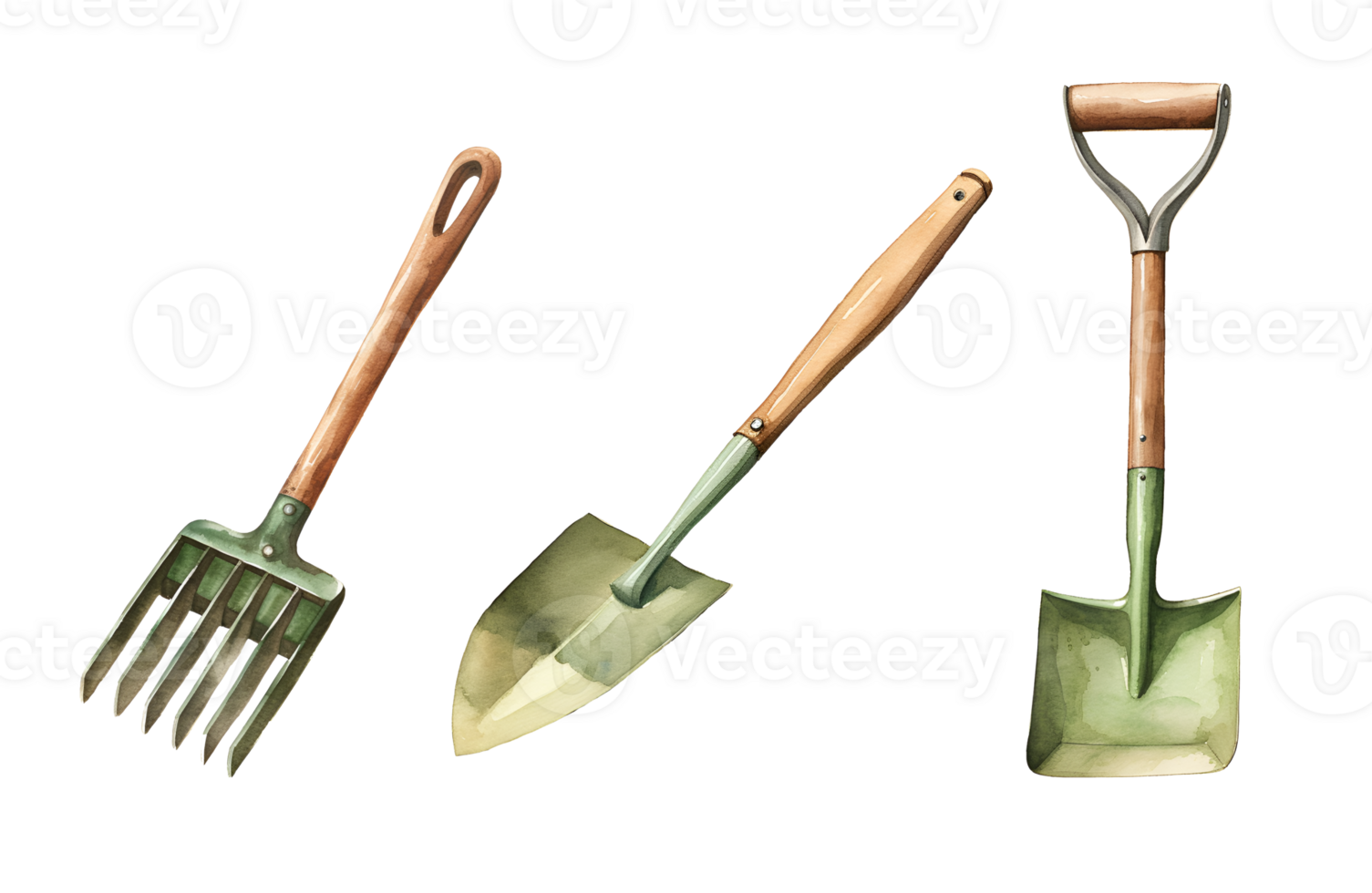 Gardening Tools, garden watercolor clipart illustration with isolated background png