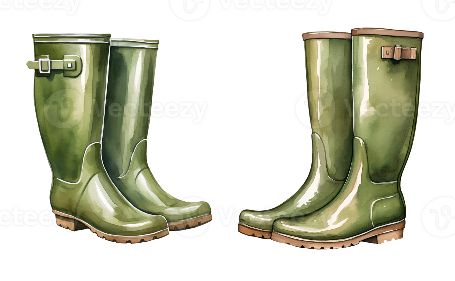 Rubber boots, garden watercolor clipart illustration with isolated background png