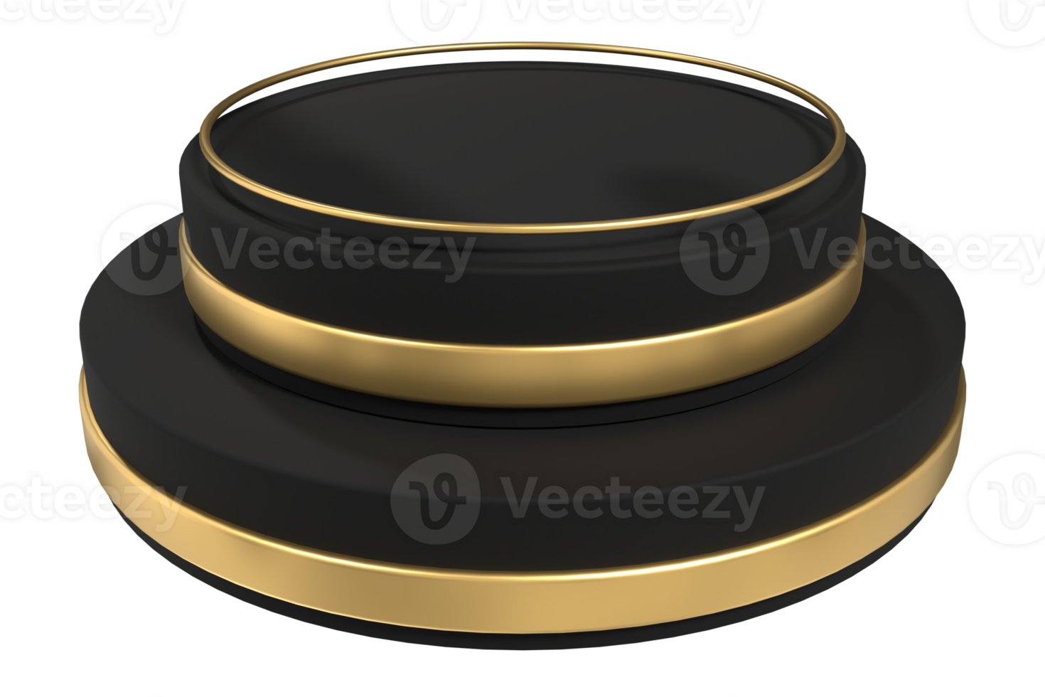 Empty black gold 3d podium stage. Empty round golden podium scene. Empty luxury pedestal. 3D rendering png