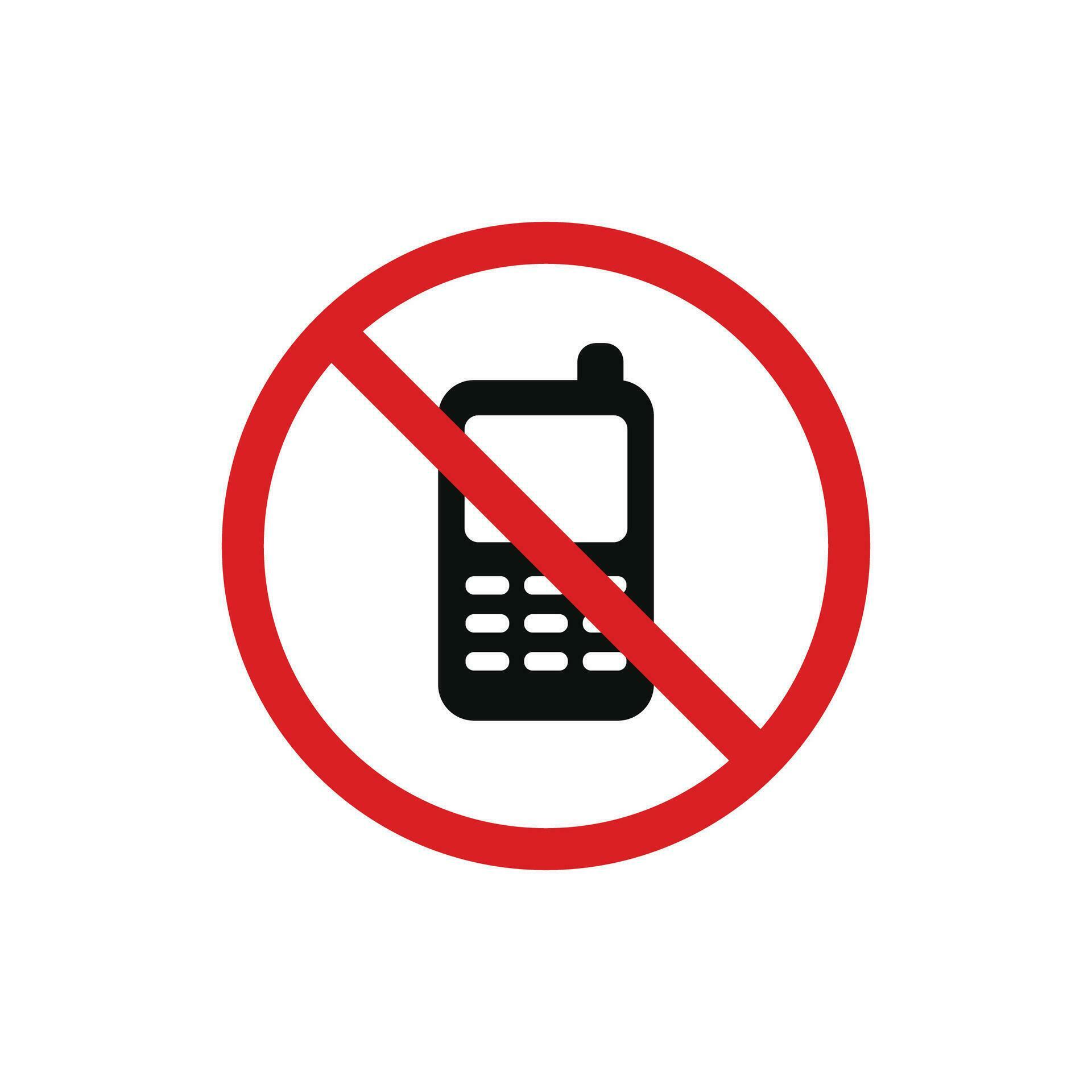No phone allowed icon symbol isolated on white background. No call icon