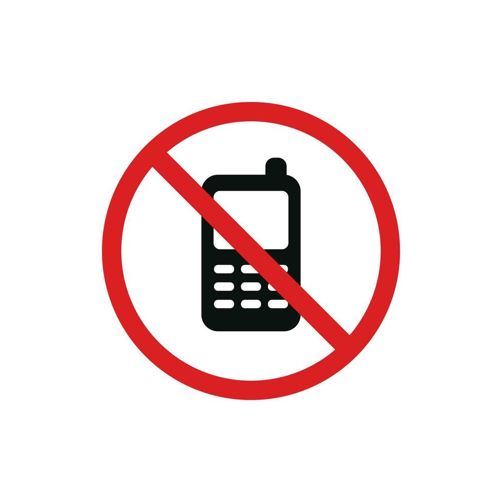 No phone allowed icon symbol isolated on white background. No call icon symbol vector