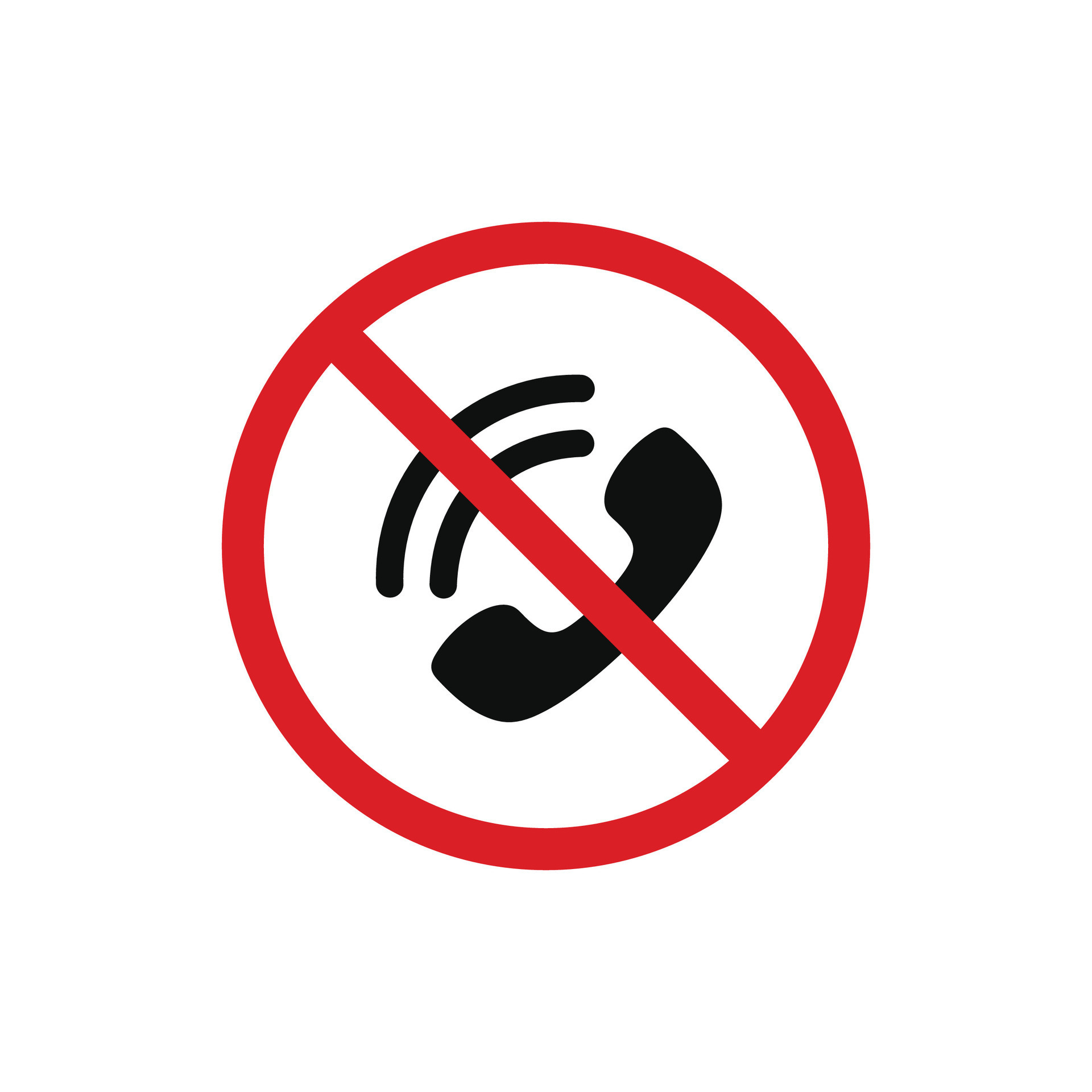 No phone allowed icon symbol isolated on white background. No call icon