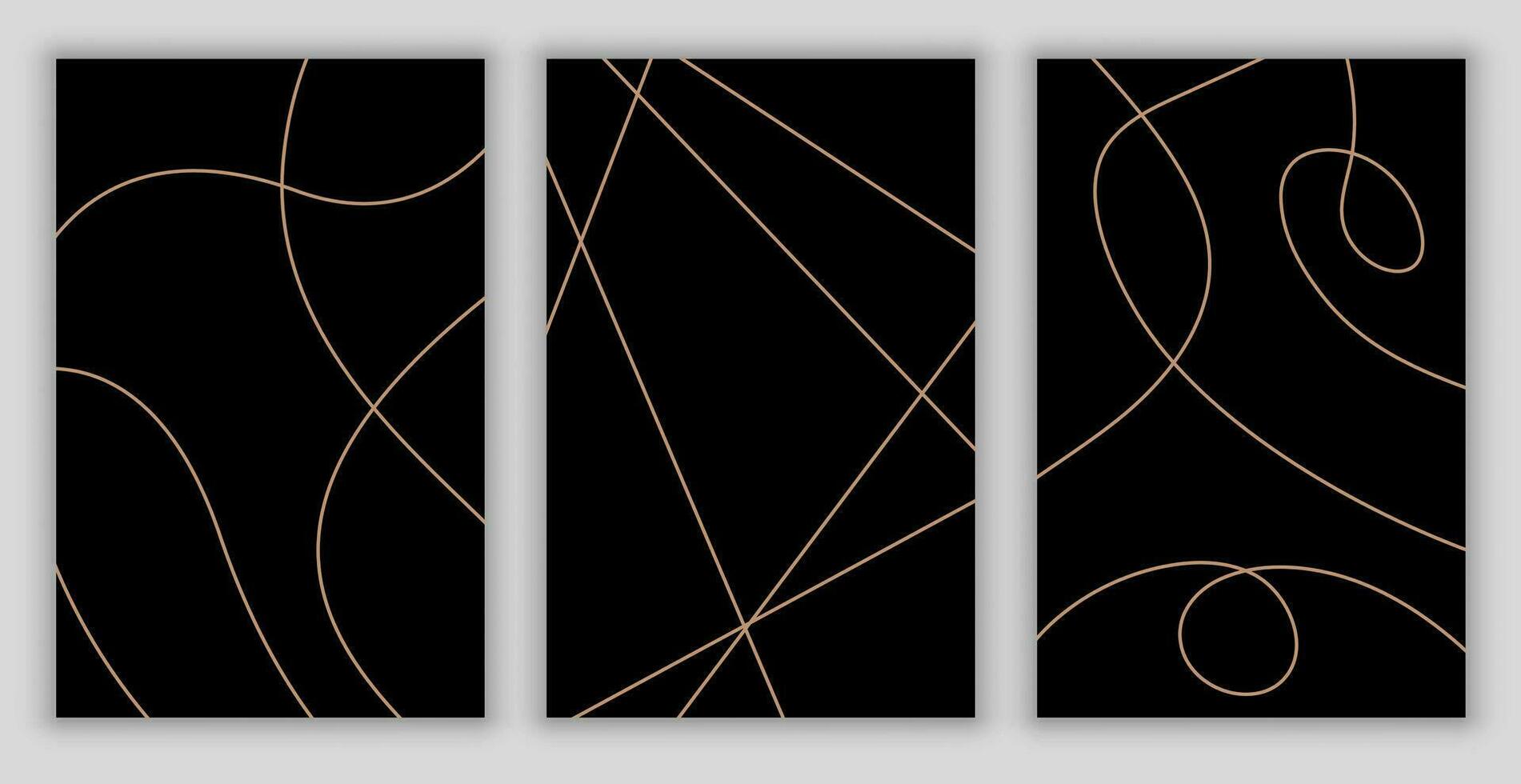 Abstract gold line in black background. vector