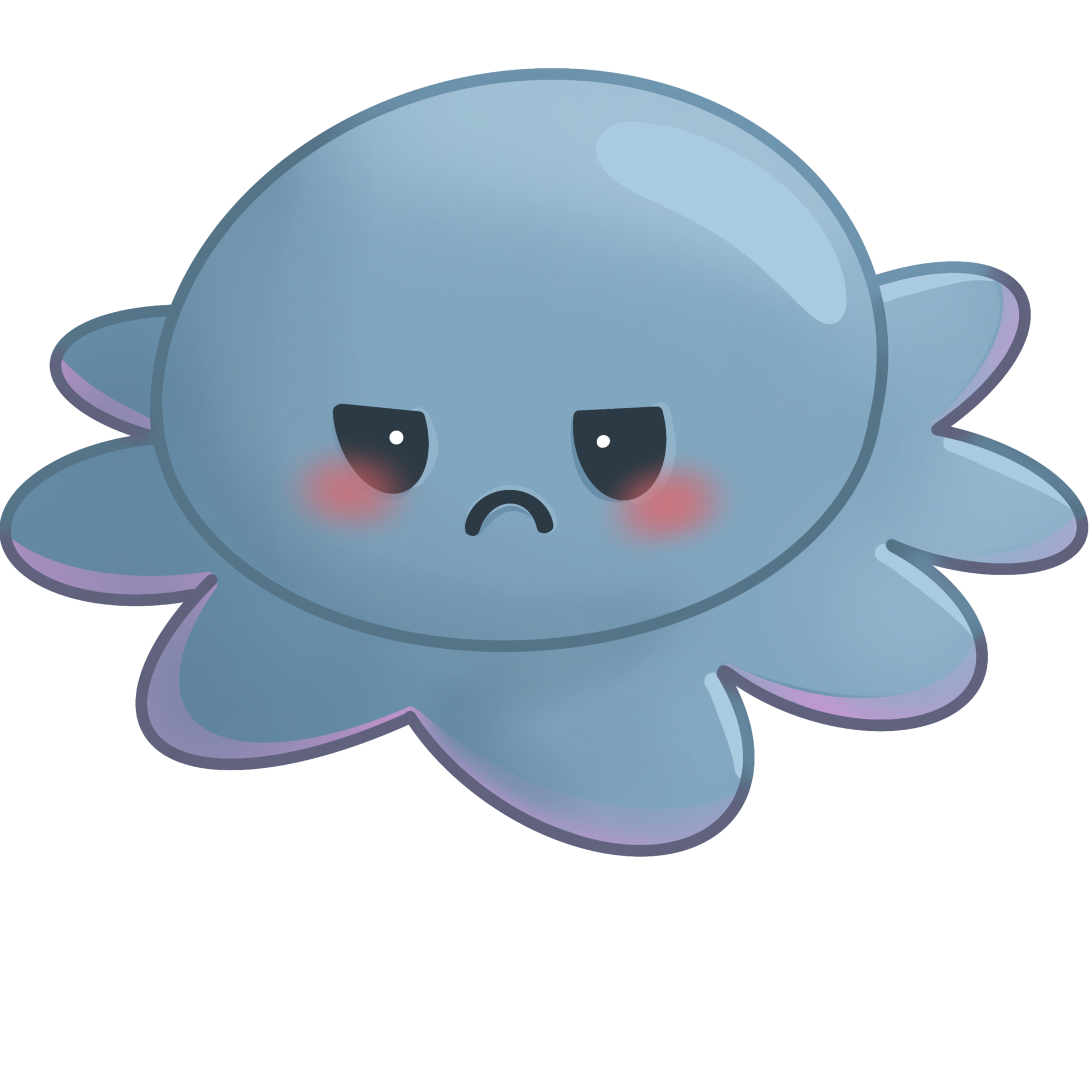 Cute angry blue squid with red cheek 33026816 PNG