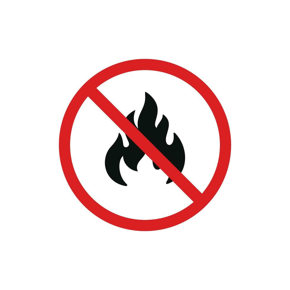 No fire icon symbol isolated on white background vector