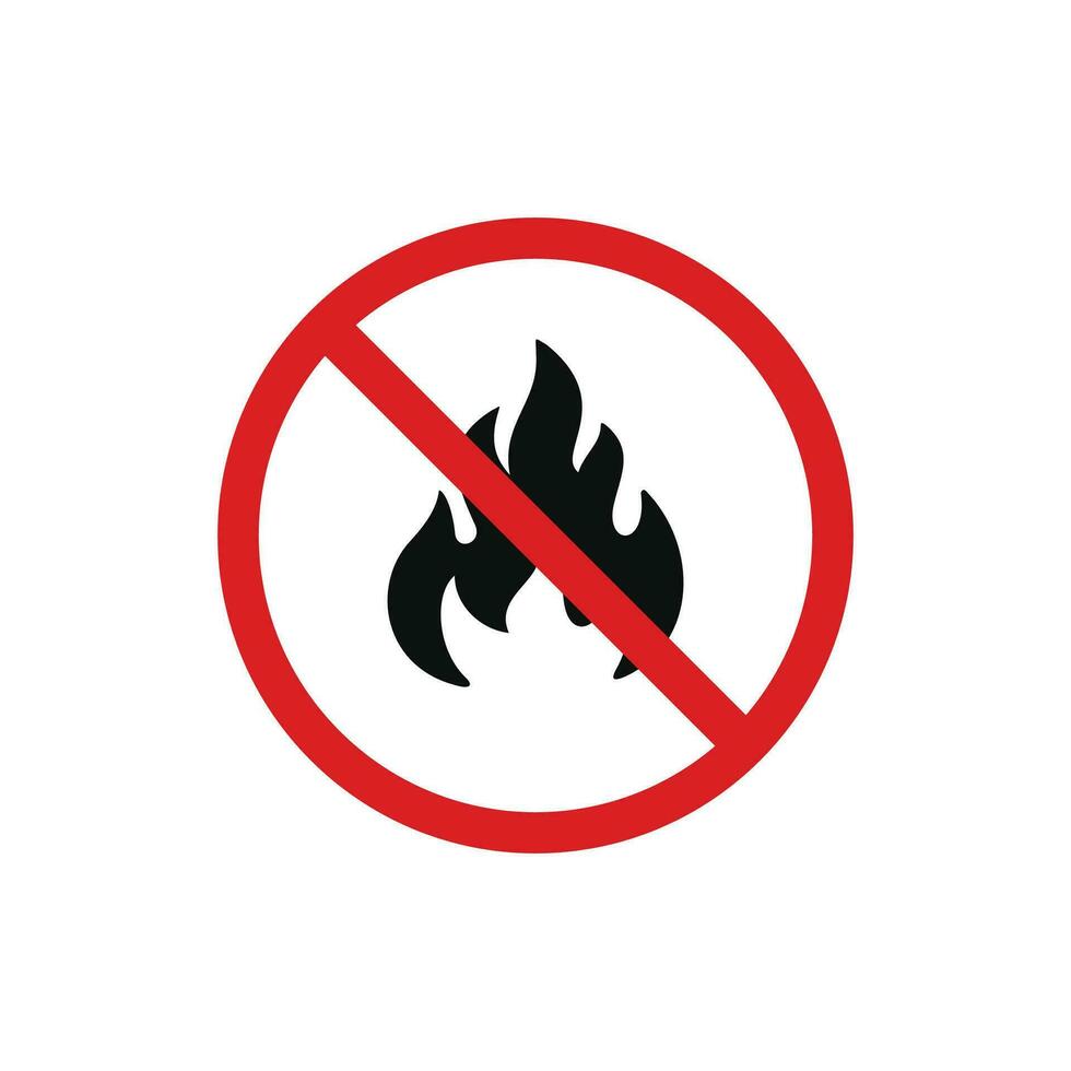 No fire icon symbol isolated on white background vector