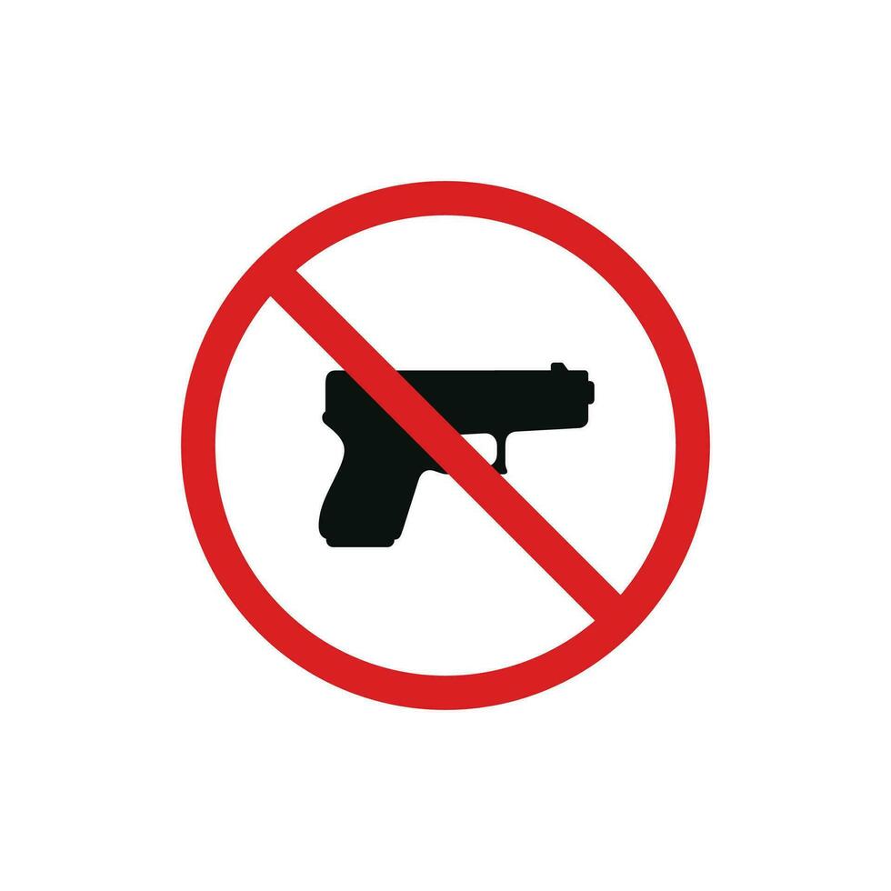 No guns icon symbol isolated on white background. No weapon allowed icon vector