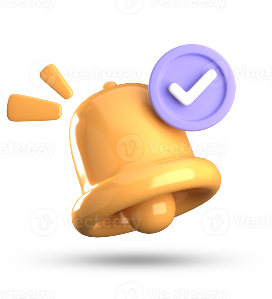 3d rendering of bell notification, 3D pastel icon set. png