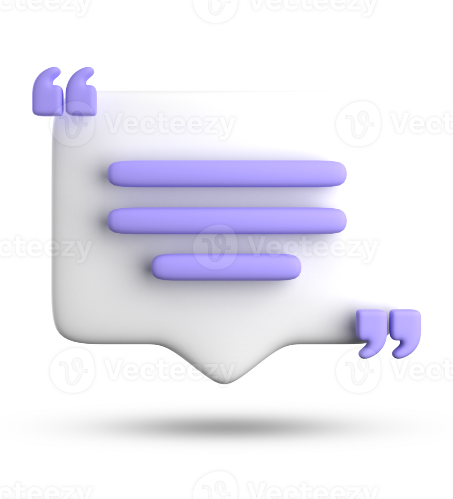 3d rendering of speech bubble for testimonial, 3D pastel icon set. png