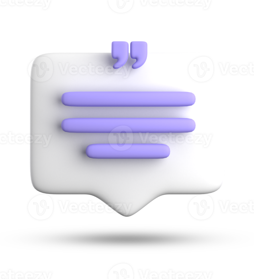 3d representación de habla burbuja para testimonial, 3d pastel icono colocar. png