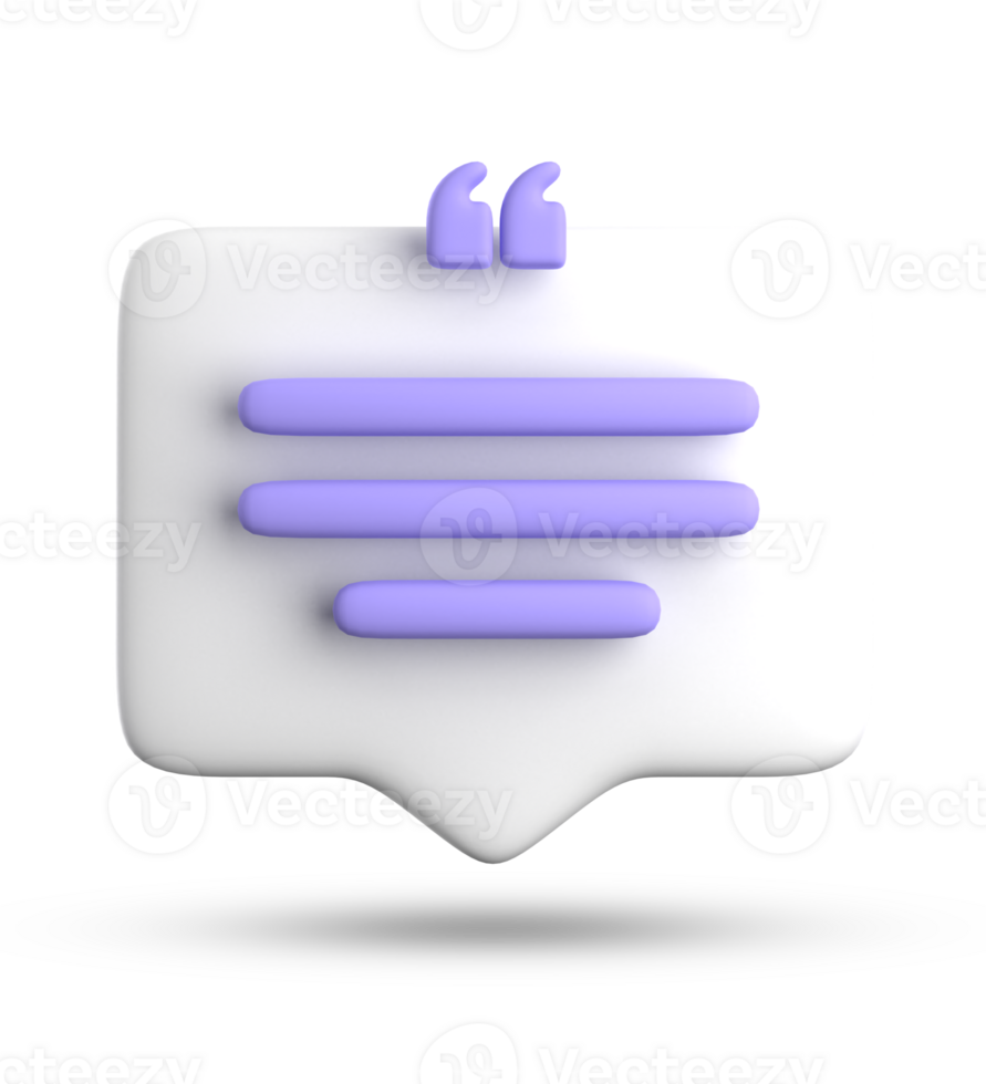 3d rendering of speech bubble for testimonial, 3D pastel icon set. png