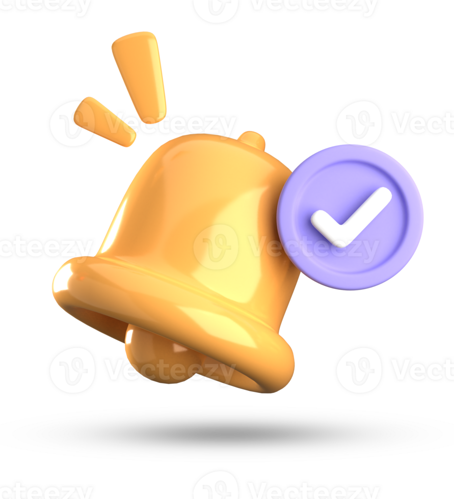 3d rendering of bell notification, 3D pastel icon set. png