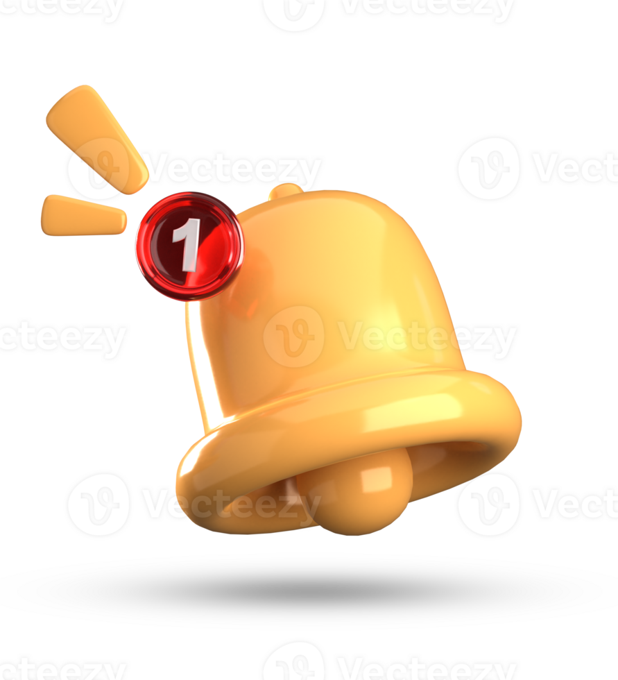3d rendering of bell notification, 3D pastel icon set. png