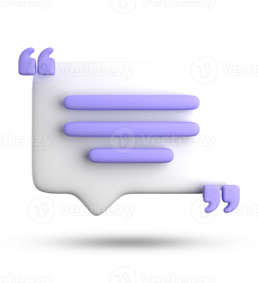 3d rendering of speech bubble for testimonial, 3D pastel icon set. png