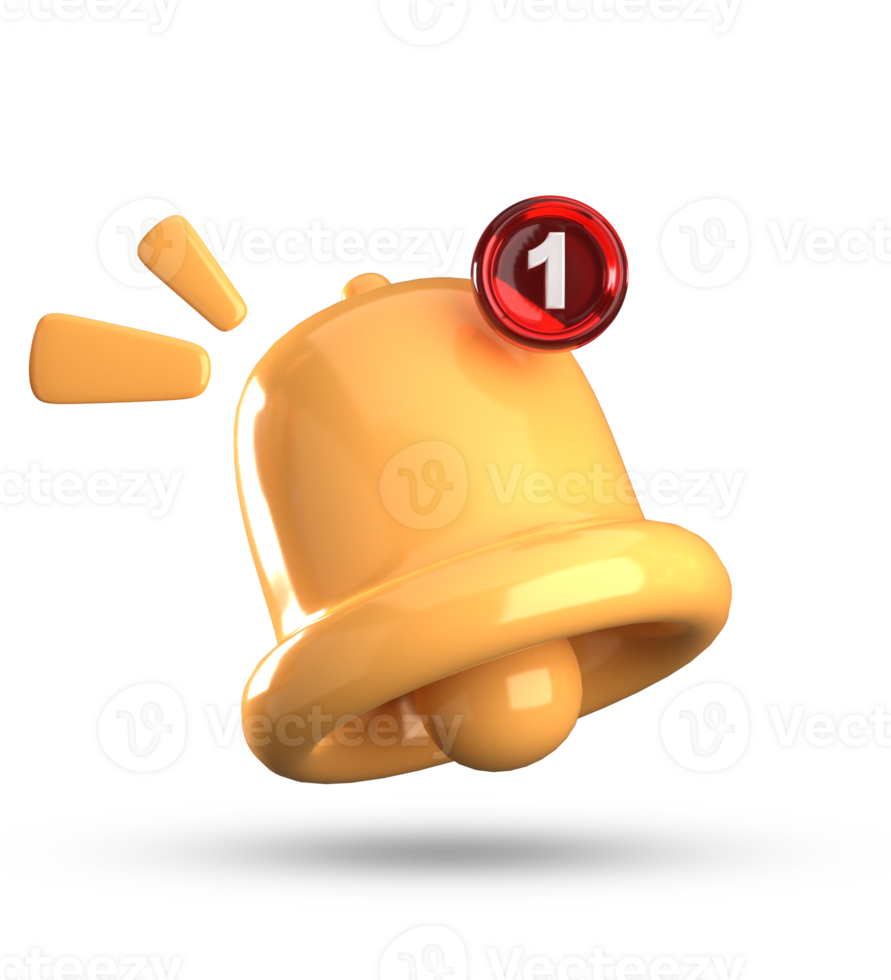 3d rendering of bell notification, 3D pastel icon set. png