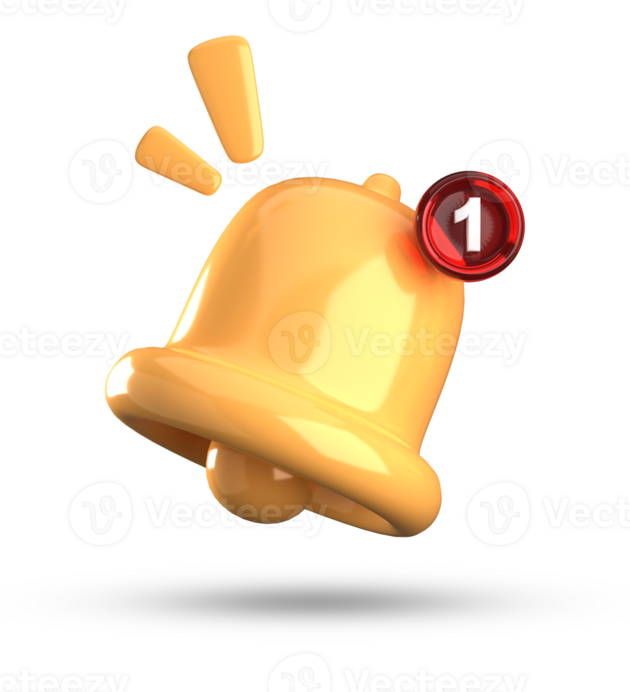 3d rendering of bell notification, 3D pastel icon set. png