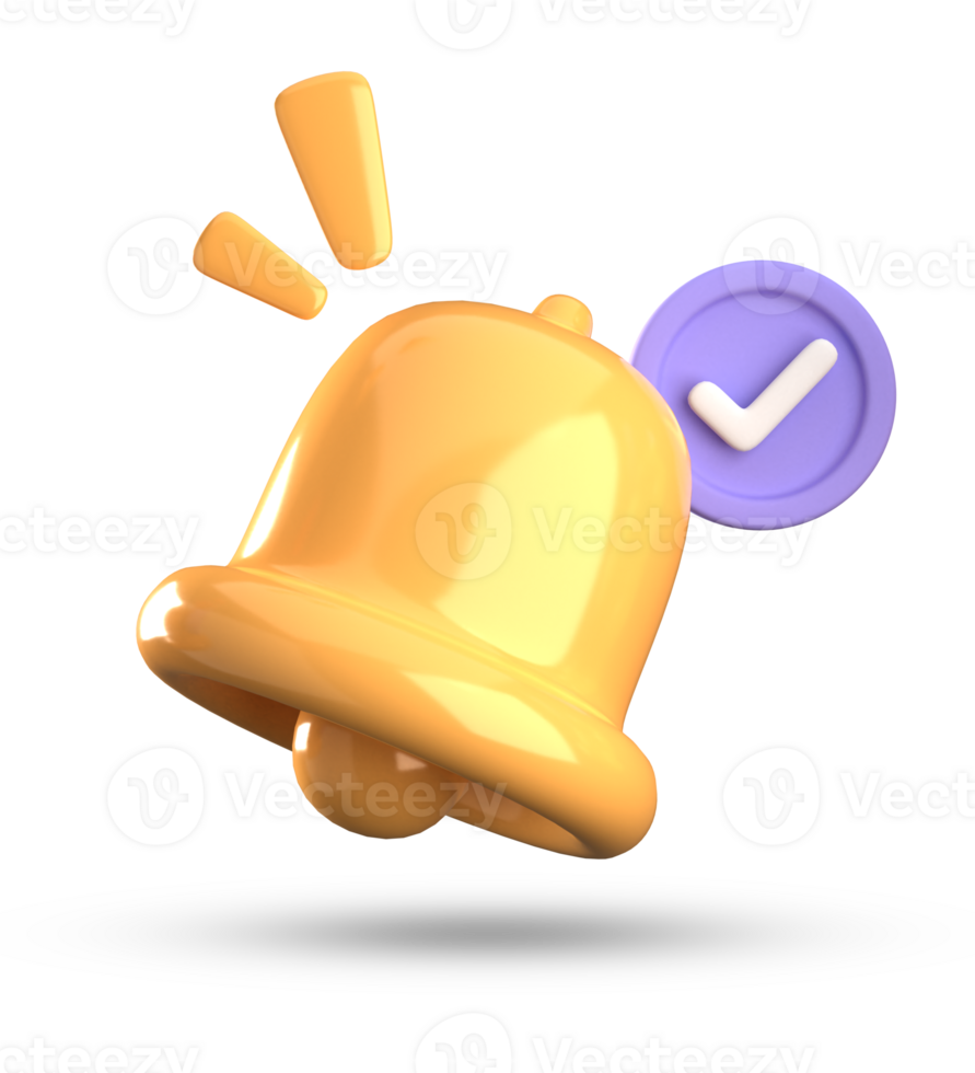 3d rendering of bell notification, 3D pastel icon set. png