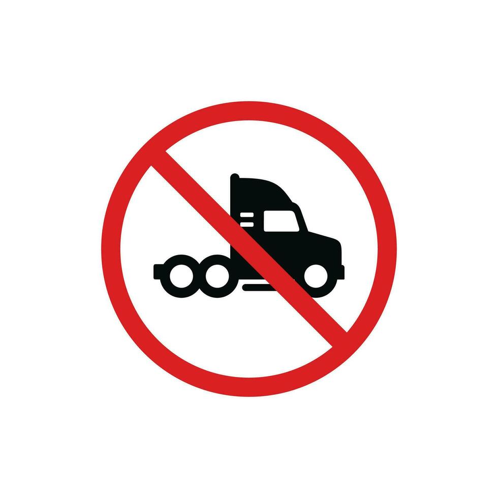 No truck icon sign symbol isolated on white background. No vehicles allowed icon vector