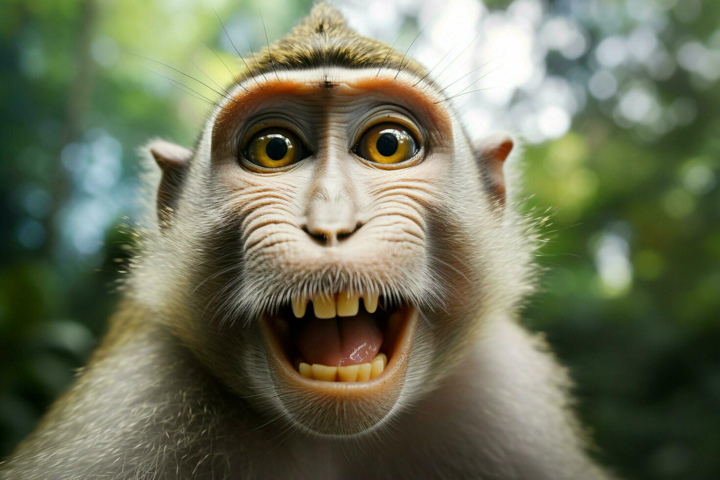 funny photos of monkeys taking selfies. ai generated
