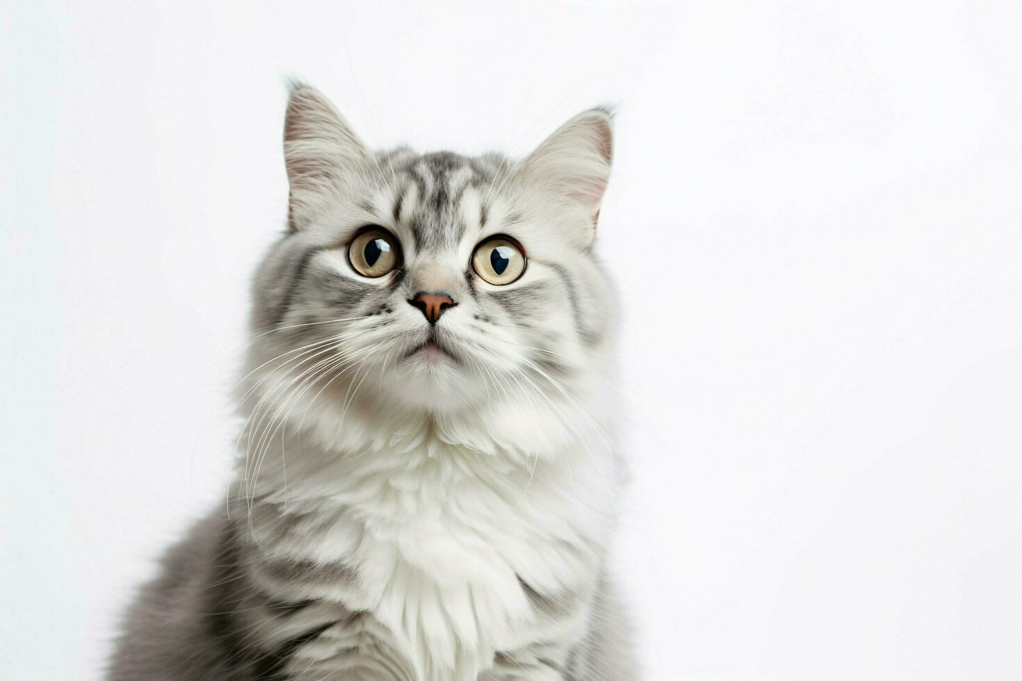 photo of a cat on a plain white background. ai generated