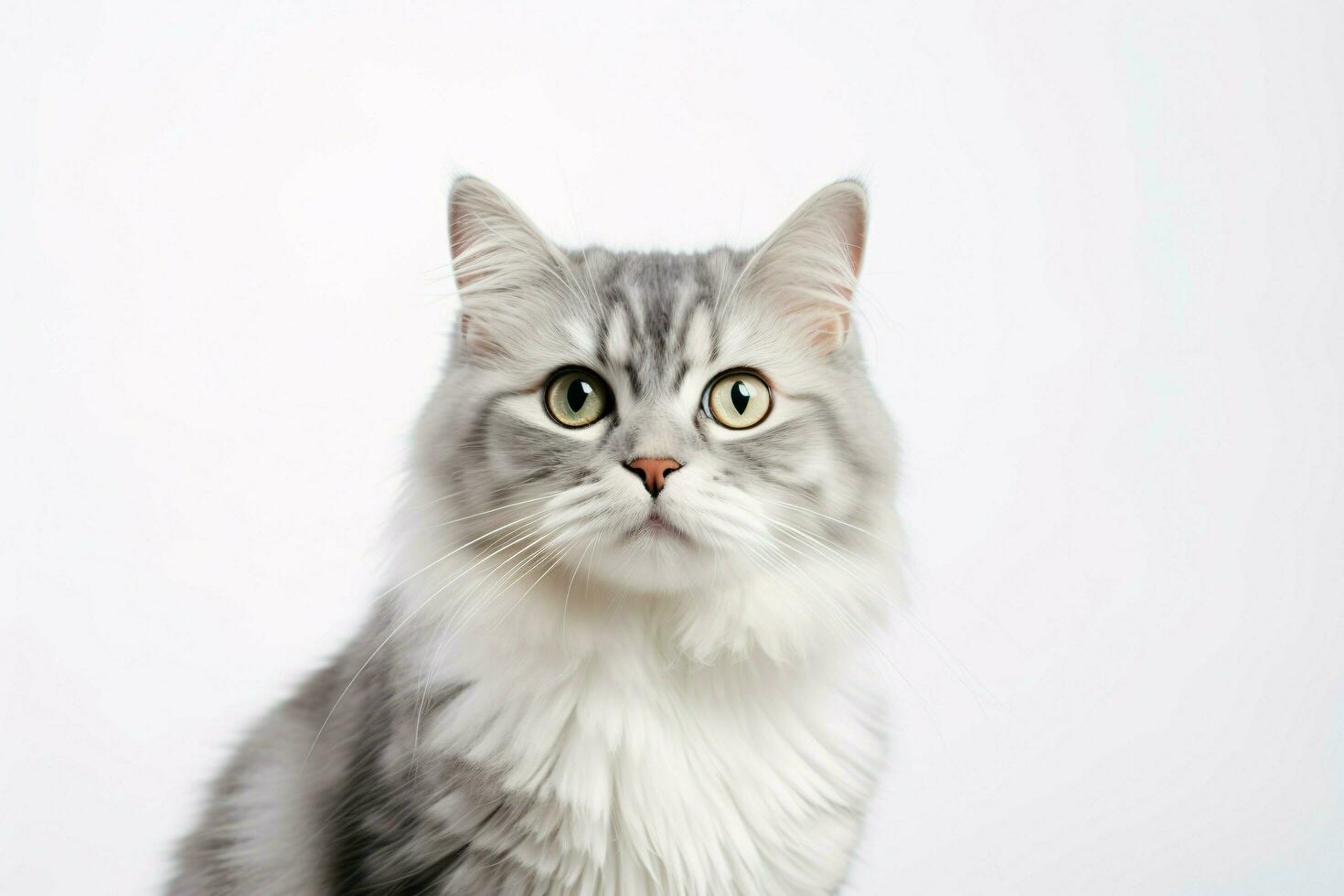 photo of a cat on a plain white background. ai generated