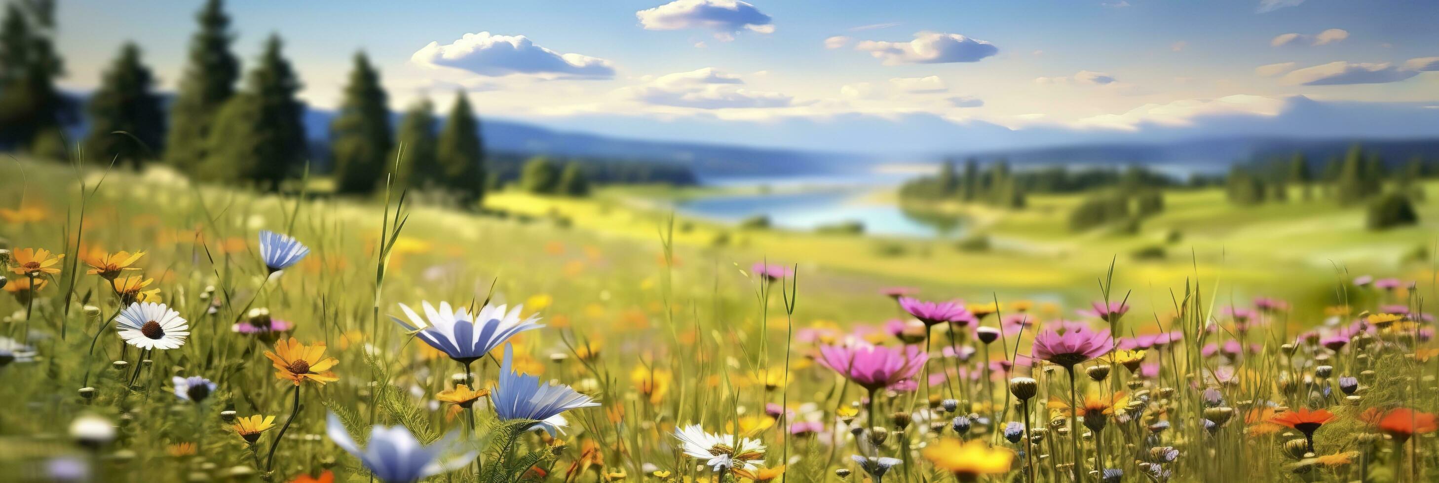 Idyllic Meadow on summer. AI Generated photo